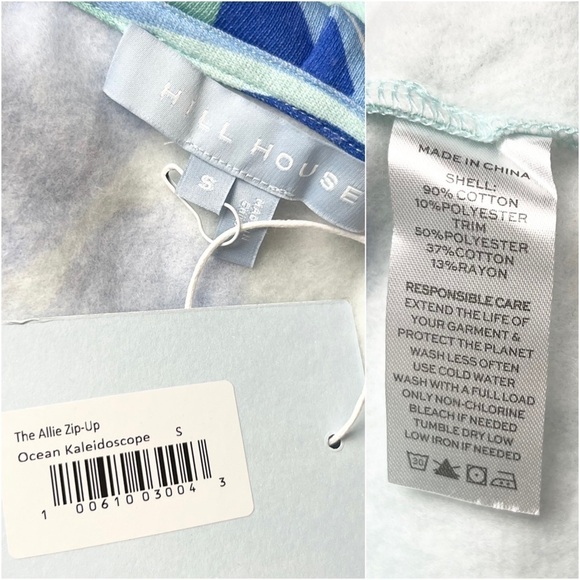 NWT HILL HOUSE Psychedelic Wave Print Fleece Zip‎ Up Hooded Sweatshirt S - Picture 13 of 13